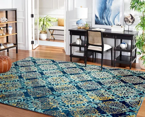 Miniatura 2 de SAFAVIEH Evoke Collection EVK230A - Alfombra de área de 9 x 12 pies, diseño de medallón de damasco, no desprende pelusa y de fácil cuidado, ideal