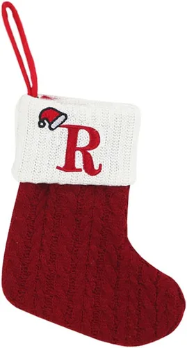 Miniatura 19 de Threetols Medias de Navidad con inicial, letra pequeña bordada de punto, medias de Navidad rojas y blancas, letras de monograma, para colgar, medias