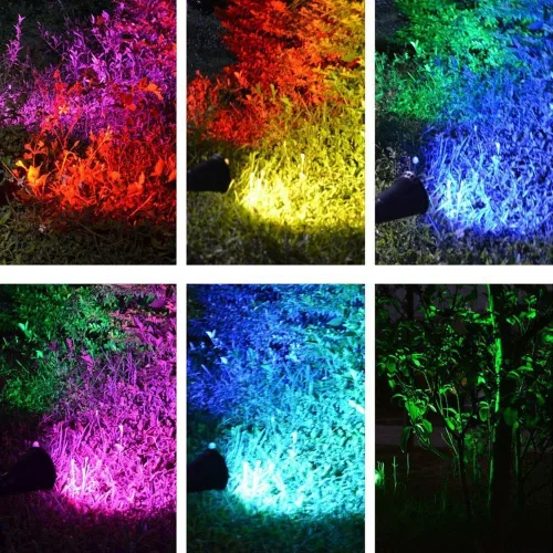Miniatura 6 de Luces solares de color para exteriores, impermeables, 7 LED que cambian de color, focos solares para patio, jardín, patio, césped, 2 fotos