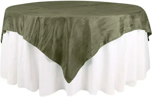 Miniatura 23 de Efavormart - Mantel cuadrado de tafetán arrugado de acordeón beige de 72 x 72 pulgadas
