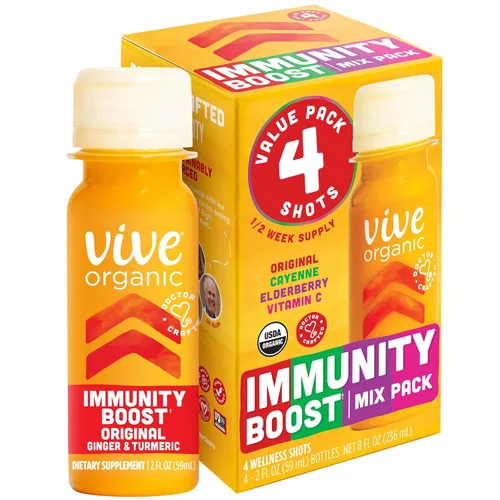 Miniatura 11 de Vive Organic - Shot de refuerzo doble digest + immunity, aloe vera prensado en frío, sidra de manzana, probióticos, 0.07 onzas de fibra, sin gluten