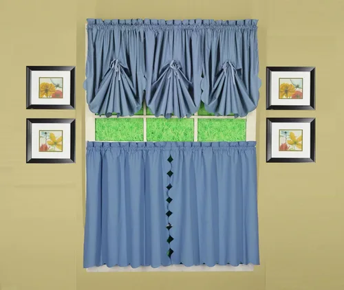 Miniatura 16 de Today's Curtain, Orleans - Cortina festoneada, inserto de ventilador azul, 30 pulgadas de ancho x 40 pulgadas de largo, azul