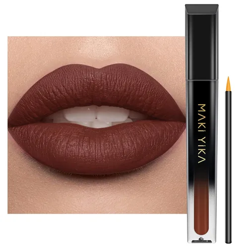 Miniatura 27 de MAKI YIKA Lápiz labial rojo burdeos para mujer, pintalabios de larga duración, sin manchas, mate, líquido, a prueba de transferencia, sin crueldad