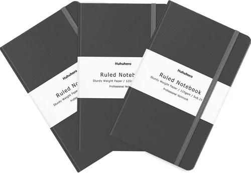 Miniatura 14 de Huhuhero Cuaderno Diario, Diario de Líneas Rayadas, Tapa Dura Papel Premium Grueso de 120gsm con Cuaderno de Cuero Sintético para Escribir
