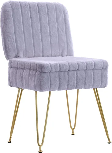 Miniatura 9 de Silla de tocador con almacenamiento, cómoda otomana con respaldo plegable, taburete de tocador de piel sintética con 4 patas de metal
