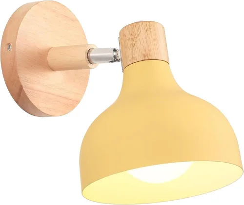 Miniatura 9 de Lámpara de pared E27 retro regulable escandinava para dormitorio, sala de estar, pasillo, cocina, iluminación interior (Amarillo, 2 piezas)