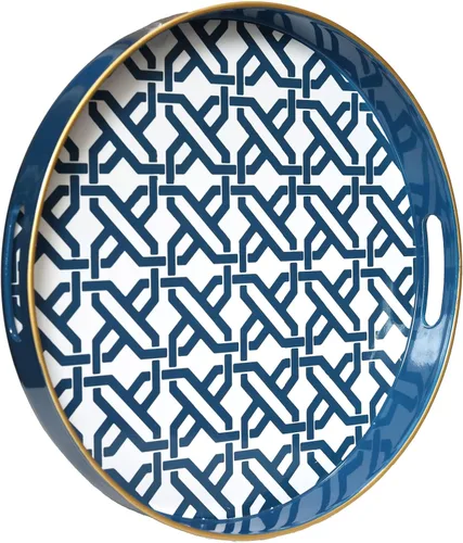 Miniatura 13 de Spsyrine Bandeja decorativa redonda negra, bandeja de plástico de 13 pulgadas con asas para otomana, mesa auxiliar, baño, cocina, sala de estar