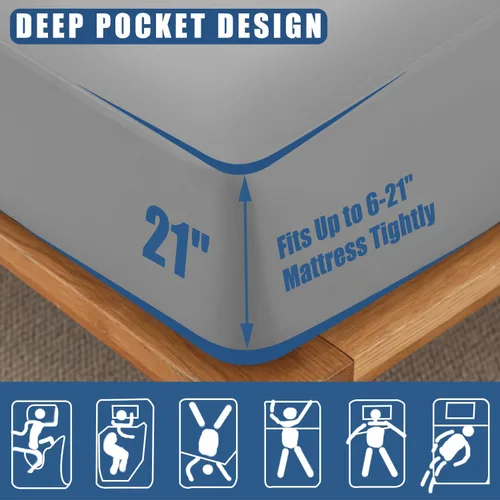 Miniatura 3 de Protector de colchón impermeable tamaño individual, funda de colchón transpirable, funda de colchón de bolsillo profundo ajustable que se estira