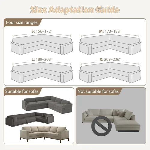 Miniatura 5 de Fundas para sofá seccional en forma de L, 1 pieza, fundas elásticas para esquina de sofá, antideslizantes, lavables, fundas protectoras de muebles