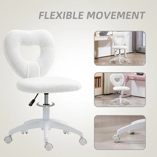 Miniatura 6 de HOMCOM Linda silla de escritorio para oficina en casa sin brazos, silla de trabajo de computadora de altura ajustable, moderna silla de tocador