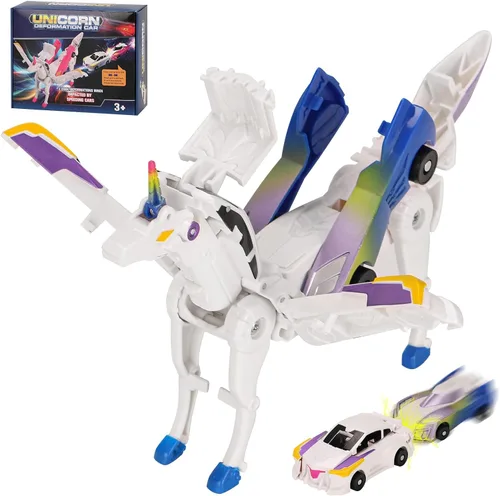 Miniatura 10 de Juguete de coche transformable Unicornio, coche deportivo de colisión mágico Unicornio, coche transformable para niños Robot adecuado para niños