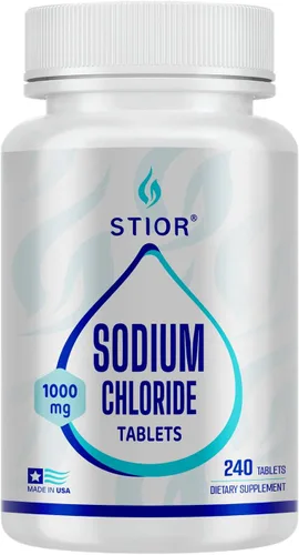 Tabletas de cloruro de sodio puro de 1000 mg | Suplemento de sal de 240 unidades | Instalación certificada por GMP en Estados Unidos, probada por