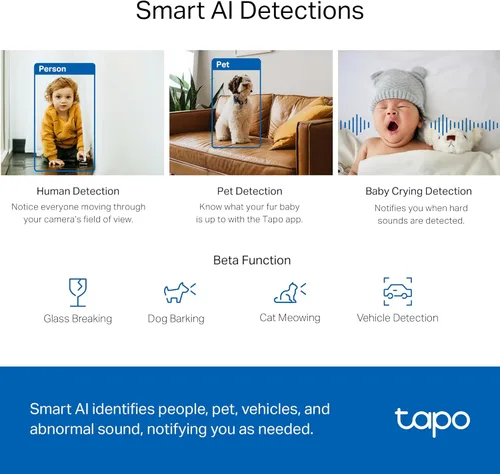 Miniatura 5 de TP-Link Tapo - Cámara de seguridad Pan/Tilt de 2K QHD para cámara de mascotas, monitor de bebé, detección de movimiento, seguimiento de movimiento