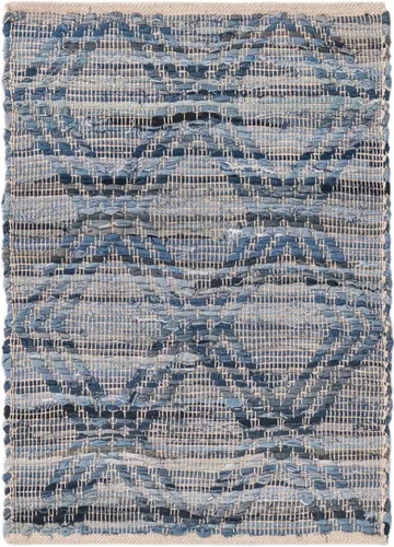 Miniatura 3 de Unique Loom Chindi Cotton Collection - Alfombra de área - Sally (2 pies 2 pulgadas x 3 pies 1 pulgada, rectangular, azul mezclilla)