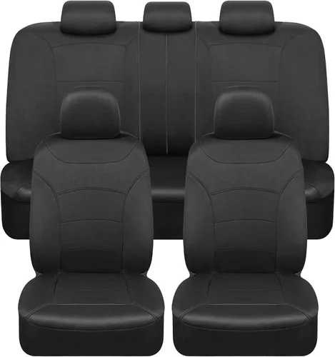 Miniatura 15 de BDK carXS Monaco - Juego completo de fundas para asiento de auto, fundas de asiento delantero beige de tres tonos con funda de asiento trasero