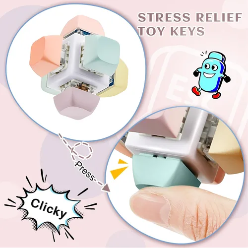 Miniatura 6 de Taiyin 2 piezas de teclado de juguete con clicker, llavero para la ansiedad, juguetes para aliviar el estrés, juguetes para aliviar el estrés, pasar