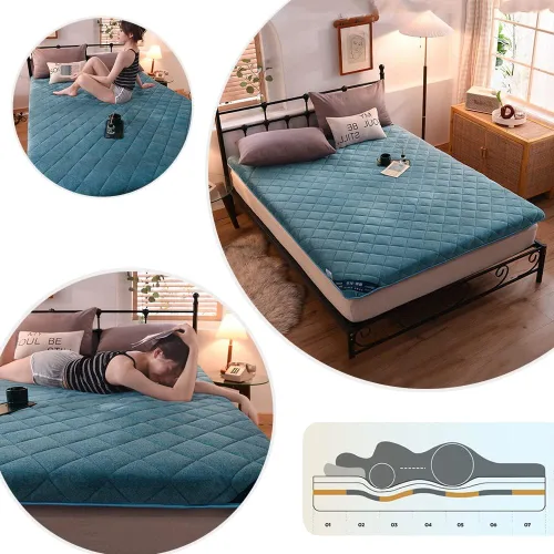Miniatura 6 de KKCD Colchón de futón japonés de felpa con leche, colchón plegable para dormir, tapete de tatami japonés, suave y portátil, acolchado, azul, 35 x 74