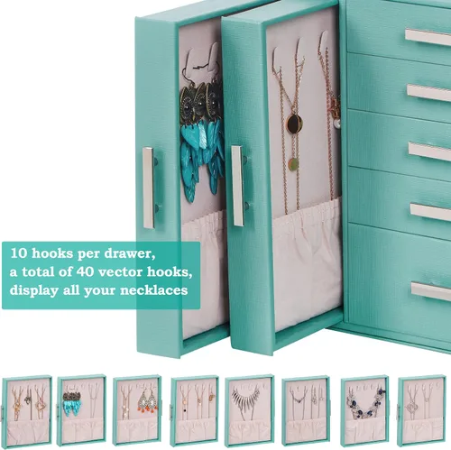 Miniatura 3 de ANWBROAD Joyero organizador de joyas, organizador de joyas, caja de almacenamiento para todos los aretes, collares, pulseras, relojes, cajas