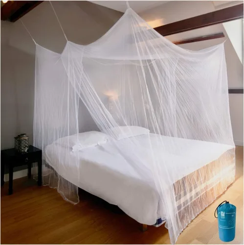 EVEN NATURALS Mosquitera de lujo para cama doble a King Size con dosel | Casa de malla para acampar | Malla más fina – 300 agujeros por pulgada