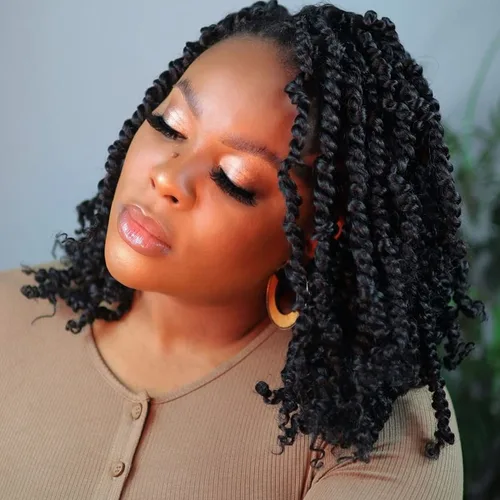 Miniatura 35 de 8 paquetes de extensiones de cabello sintético pretrenzado y prerrizado de ganchillo de 14 pulgadas, con rizos de pasión, para mujeres negras