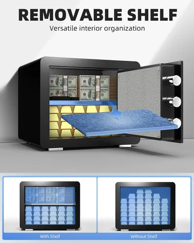 Miniatura 7 de DAYI - D-25 - Caja fuerte con bolsa ignífuga e impermeable para hogar o gabinete para dinero en efectivo y objetos de valor, con teclado electrónico