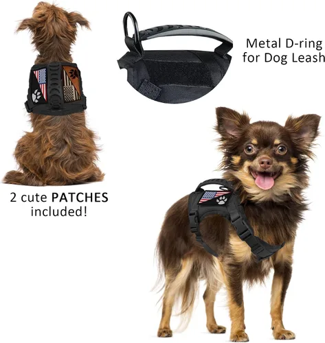 Miniatura 2 de Arnés táctico para perro, chaleco táctico para cachorros, con mango de goma, K9, ajustable y militar, chaleco para mascotas, arnés