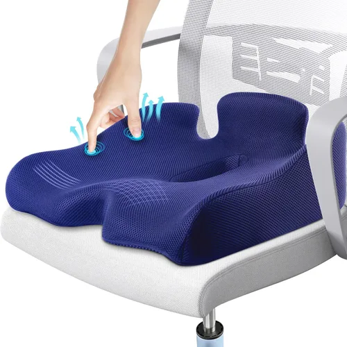 Miniatura 13 de Benazcap Cojín de Asiento con Memoria Extra Grande para Silla de Oficina Alivio de Presión Ciática y Alivio del Dolor de Coxis Almohadilla de Cóccix