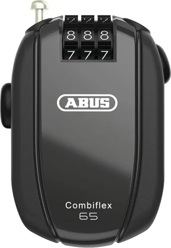 ABUS Combiflex Cable Lock - Candado para asegurar esquís, casco, cochecito y equipaje - Viaje 65-65 cm de largo - 3 mm de grosor - con código Negro