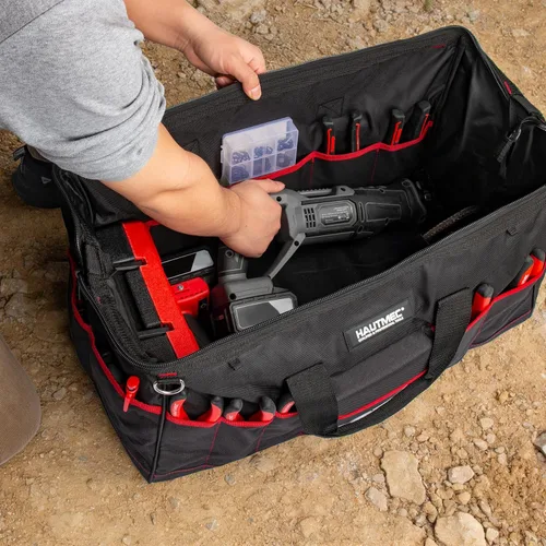 Miniatura 5 de HAUTMEC Juego de 3 Bolsas de Herramientas Grandes, Bolsas de Herramientas de Boca Ancha de Servicio Pesado con Tela 1680D Resistente a Desgarros