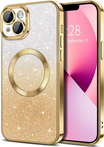 Miniatura 97 de Hython Funda para iPhone 13 Pro transparente con purpurina magnética [compatible con MagSafe] Protector completo de lente de cámara delgado