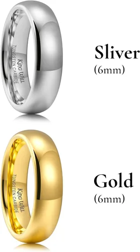 Miniatura 55 de King Will Alianza de boda de carburo de tungsteno para hombres y mujeres, anillos de promesa para parejas abovedados de alto pulido