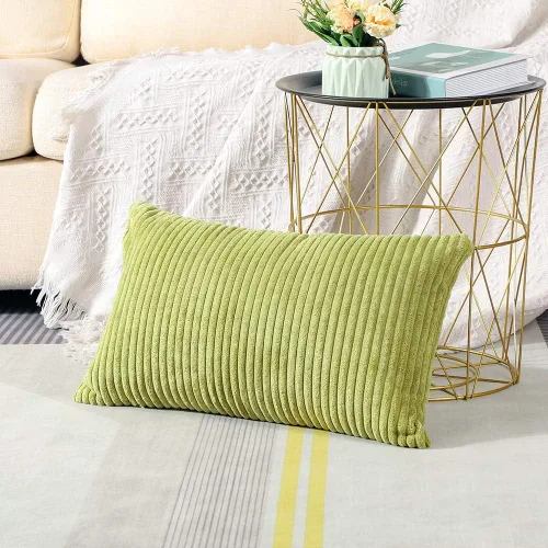 Miniatura 2 de Artscope Fundas de almohada de pana a rayas acogedoras súper suaves decorativas oblongas fundas de almohada decorativa fundas de cojín para sofá