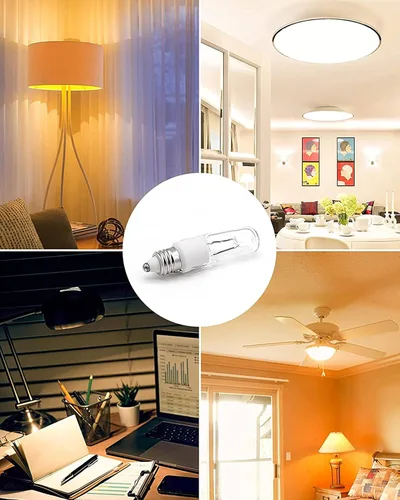 Miniatura 5 de JDE11 Bombillas Halógenas Mini Candelabra de 120V 100W, Bombilla T4 100W JD E11 Paquete de 4 (Bombilla LED E11 de Repuesto) 2700K Blanco Cálido