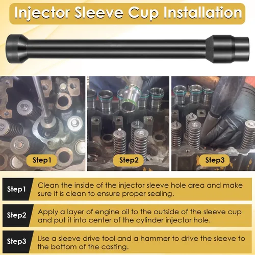 Miniatura 5 de Yoursme Herramienta de instalación de extracción de copa de manga inyector con kit de piezas para Caterpillar Cat 3126B C7 C9 con inyectores