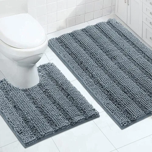 Miniatura 118 de Turquoize Alfombras de Baño de Chenilla Peludas Alfombra de Baño Antideslizante Gruesas Alfombras Peludas para Baño Chenilla Juego de Alfombra