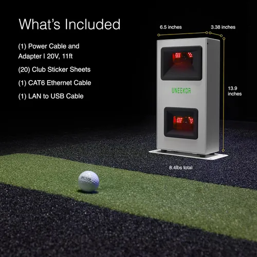 Miniatura 8 de Uneekor EYE MINI CORE Monitor y simulador de lanzamiento de golf, 15 puntos de datos de bola, latencia casi cero, funciona con GSPro, TGC19 y E6