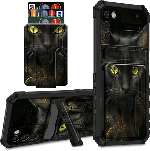 Miniatura 21 de Funda tipo cartera para Samsung Galaxy S22 Ultra con soporte para tarjeta de crédito y soporte de doble capa de policarbonato duro de PC suave TPU a