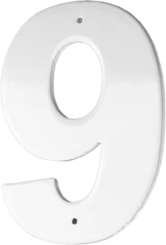 Montague Metal Products Placa de aluminio para exteriores con número 9 de 8 pulgadas, tamaño mediano, color blanco