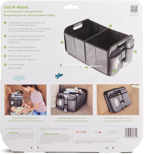 Miniatura 3 de Organizador de maletero Munchkin Out-n-About para SUVs y coches con almohadilla portátil para cambiar pañales y toallitas húmedas para bebés