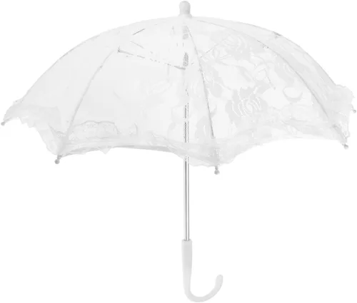 STOBOK Paraguas vintage de encaje, 19.7 x 16.5 in, color blanco, adecuado para bodas, fiestas, camping, viajes