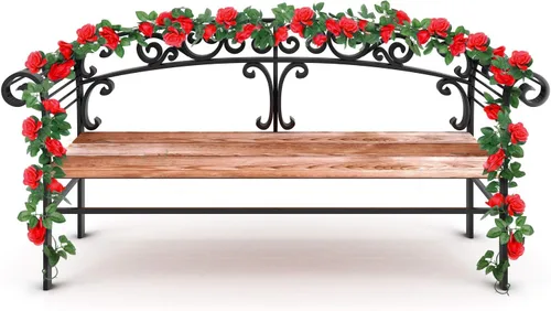 Miniatura 2 de Syhood Guirnalda de rosas artificiales, enredaderas y hojas, pancartas colgantes, guirnalda floral falsa para boda, arco, ceremonia, hogar, jardín