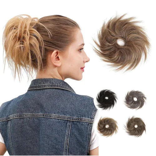 Miniatura 15 de JuvaBun Pieza de pelo rubia despeinada para mujer – Pieza de cabello rubio desordenado para moño, añade volumen instantáneo, rápido updo, lavable