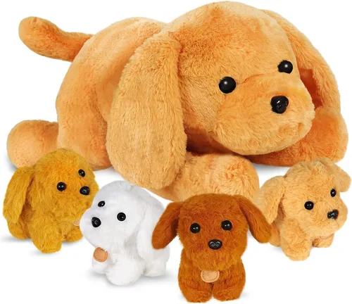 Miniatura 10 de KMUYSL Juguetes para edades 0 1 2 3 4 5 6 7 8+ años - Muñeca de peluche mamá con 4 bebés en su barriga, juego de juguetes de peluche suave, regalos