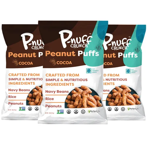 Miniatura 23 de Pnuff Crunch Puffs de Mantequilla de Maní - Bocadillos saludables, aperitivos bajos en calorías, aperitivos sin gluten, veganos, ricos en proteínas