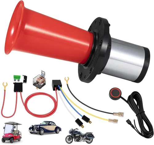 Miniatura 8 de Bocina de aire OOGA antigua Ahooga vintage clásica de estilo antiguo para escuela, 12V, 110dB, Banhao, para auto, automóvil, camión, divertida, roja