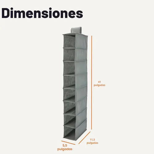 Miniatura 2 de Amazon Basics Organizador de zapatos colgante para armario de 8 niveles, 11.5 x 41 x 5.5 pulgadas, gris oscuro para almacenamiento en armario