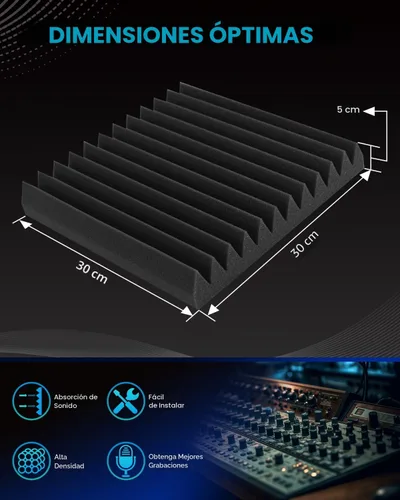 Miniatura 2 de Paquete de 50 paneles de espuma a prueba de sonido para paredes, 2 paneles de espuma acústica de 12 x 12 pulgadas, paneles acústicos de alta