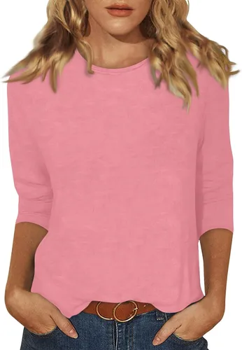 Miniatura 13 de Blouses for Women 2025 Three Quarter Sleeve Round Neck T Shirt Hawaiian Printing Trendy Fashion Beach Tops