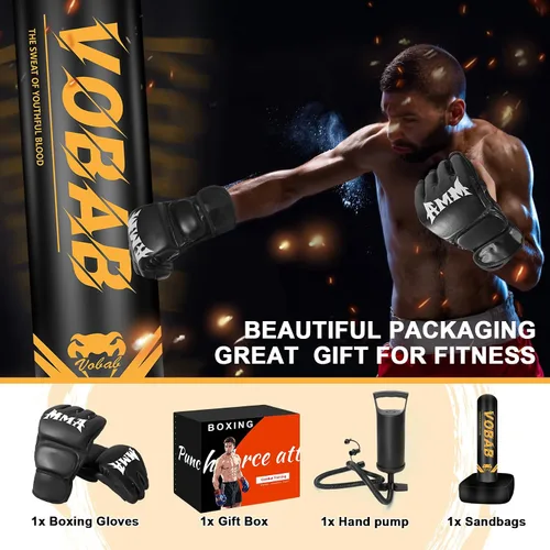 Miniatura 8 de Freestanding Punching Bag for Adult Teens, 70" Heavy Punching Bag with Boxing Gloves and Electric Air Pump for Beginners Kickboxing Training MMA