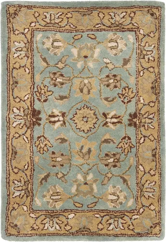 SAFAVIEH Heritage Collection - Alfombra decorativa de 2 x 3 pies, azul y dorado, hecha a mano, lana oriental tradicional, ideal para zonas de alto